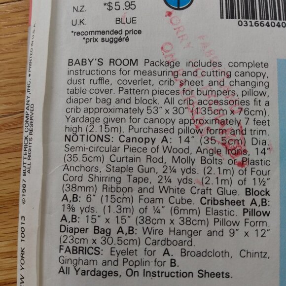 Vintage Baby Nursery Sewing Pattern Butterick 4689 UNCUT Retro 1980s - Picture 6 of 10